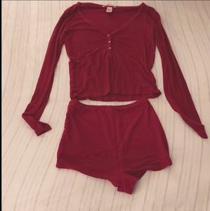 Victoria secret ribbed modal henley short set